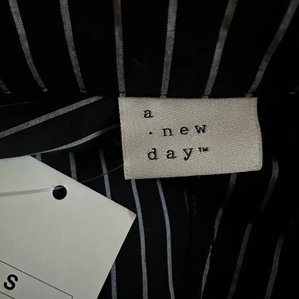 NEW Black Pinstripe Shirt Dress Midi Contemporary Chic Menswear Office Teacher - Image 3