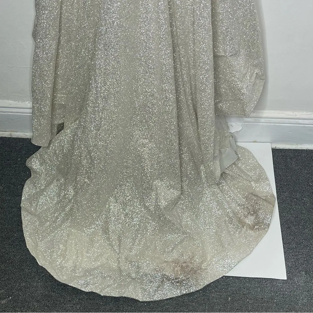 Abella by Allure Karina Size 16 Formal Wedding Reception Bridal Mermaid Gown Silver - Image 8