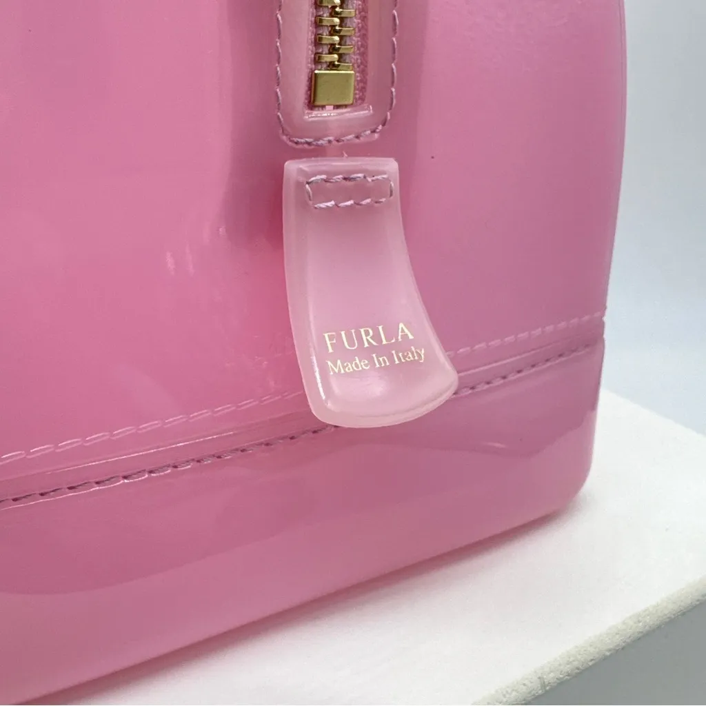 Furla Authentic Candy Light Pink Handbag PVC Boston Bag Gold Hardware - Image 6