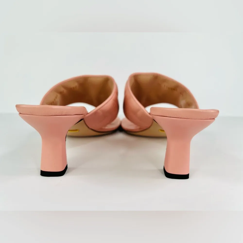 Gucci Marmont Double G Chevron GG Logo Pink Thong Mule Kitten Sandals Size EU 40 - Image 5