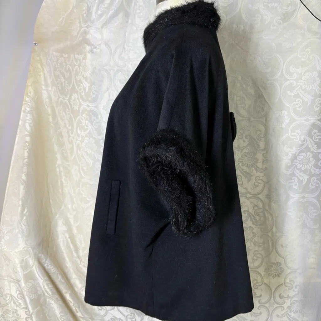 Halogen Black Fur-Trimmed Women's Poncho - Image 6