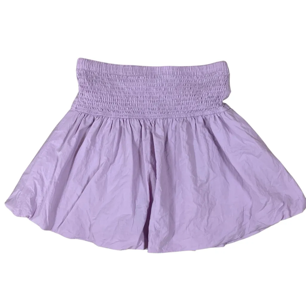 Self Contrast Lilac‎ Smocked Waist Mini Skirt XS Flowy Feminine Cottagecore Purple - Image 2