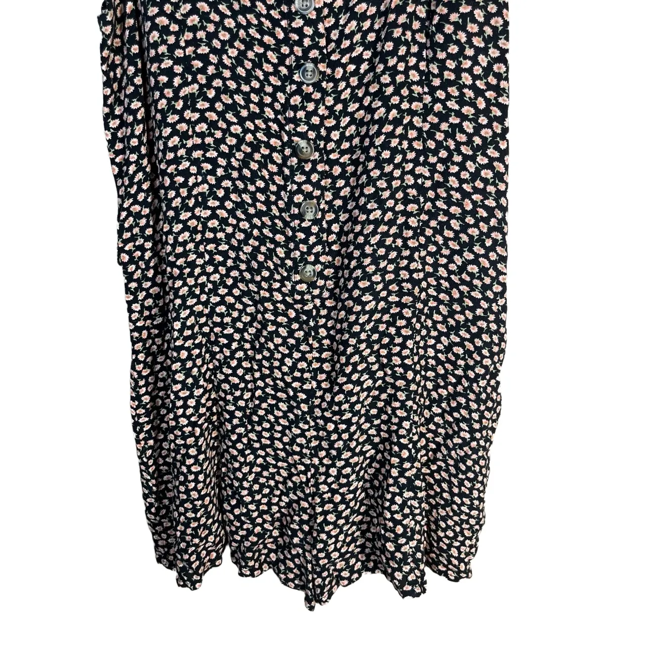 American Eagle‎ Romper Womens Size S Black Floral Sleeveless Button Down - Image 3