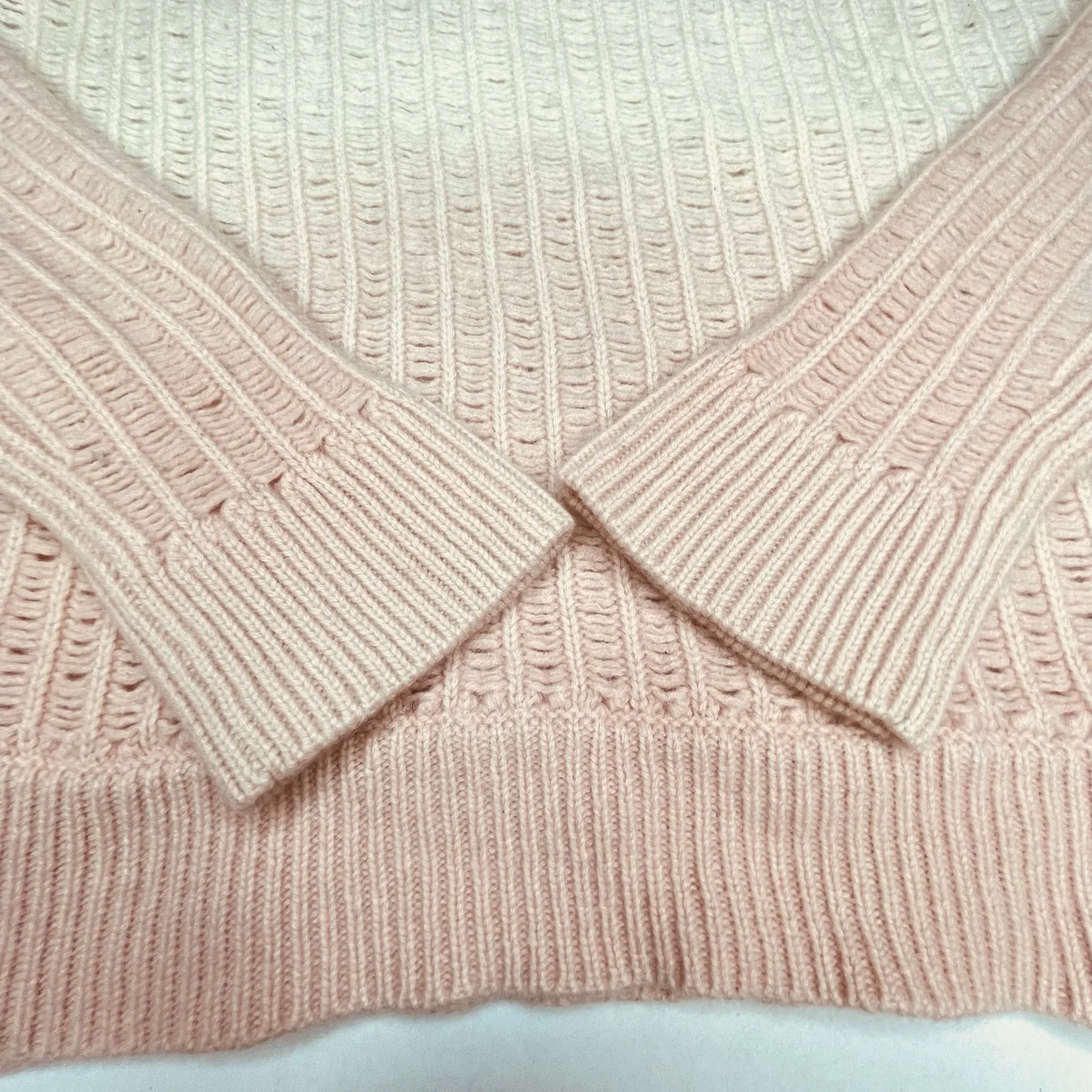 360Cashmere womens ombre knit sweater Small pink and off-white - Image 12