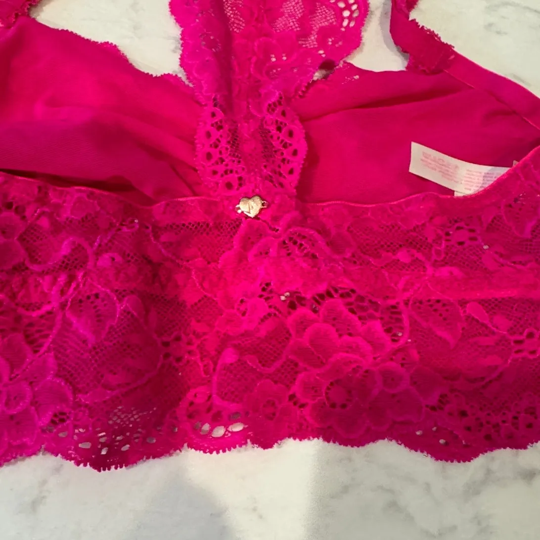 Victoria's Secret hot pink lace bralette size XS sexy coquette feminine dainty - Image 3