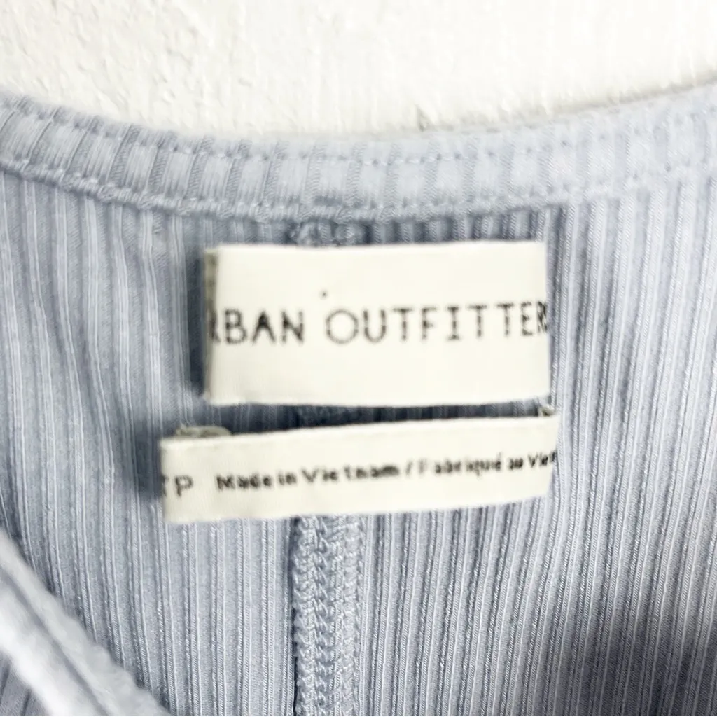 URBAN OUTFITTERS Cynthia Blue Ribbed Sheer Balloon Sleeves Crop Top Size XS - Image 3