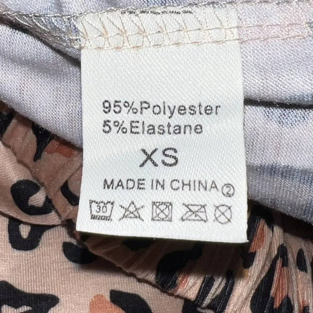 Women Two Piece Animal‎ Print Leopard Mother Heart Pajama Pant Set Size XS Black - Image 2