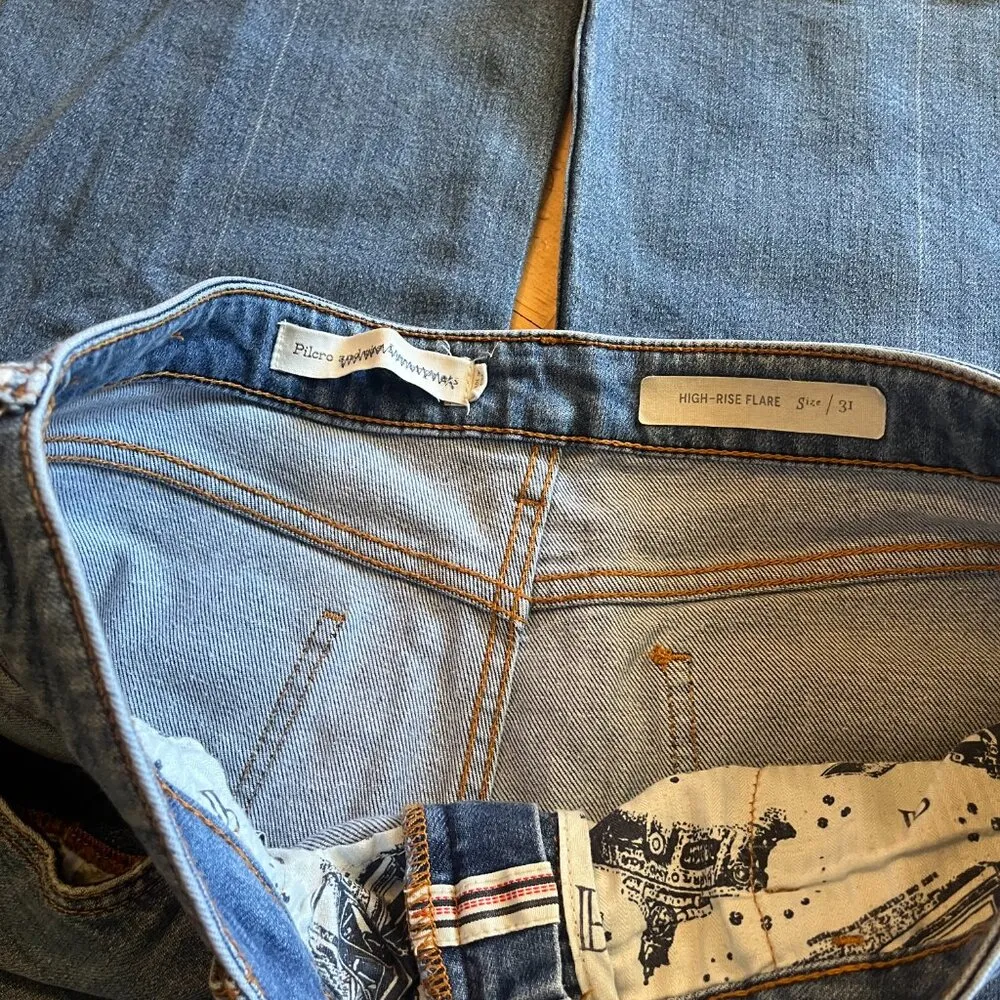 Pilcro and the Letterpress Light Wash Denim High Rise Flare Jeans Women's Sz 31 - Image 5