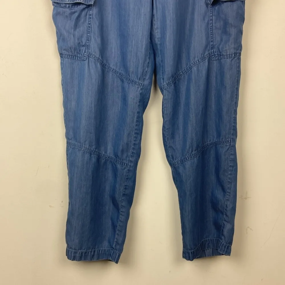 DKNY Cargo Jogger Pants In Indigo Size 10 Lightweight Lyocell Boho 90s Highrise - Image 4