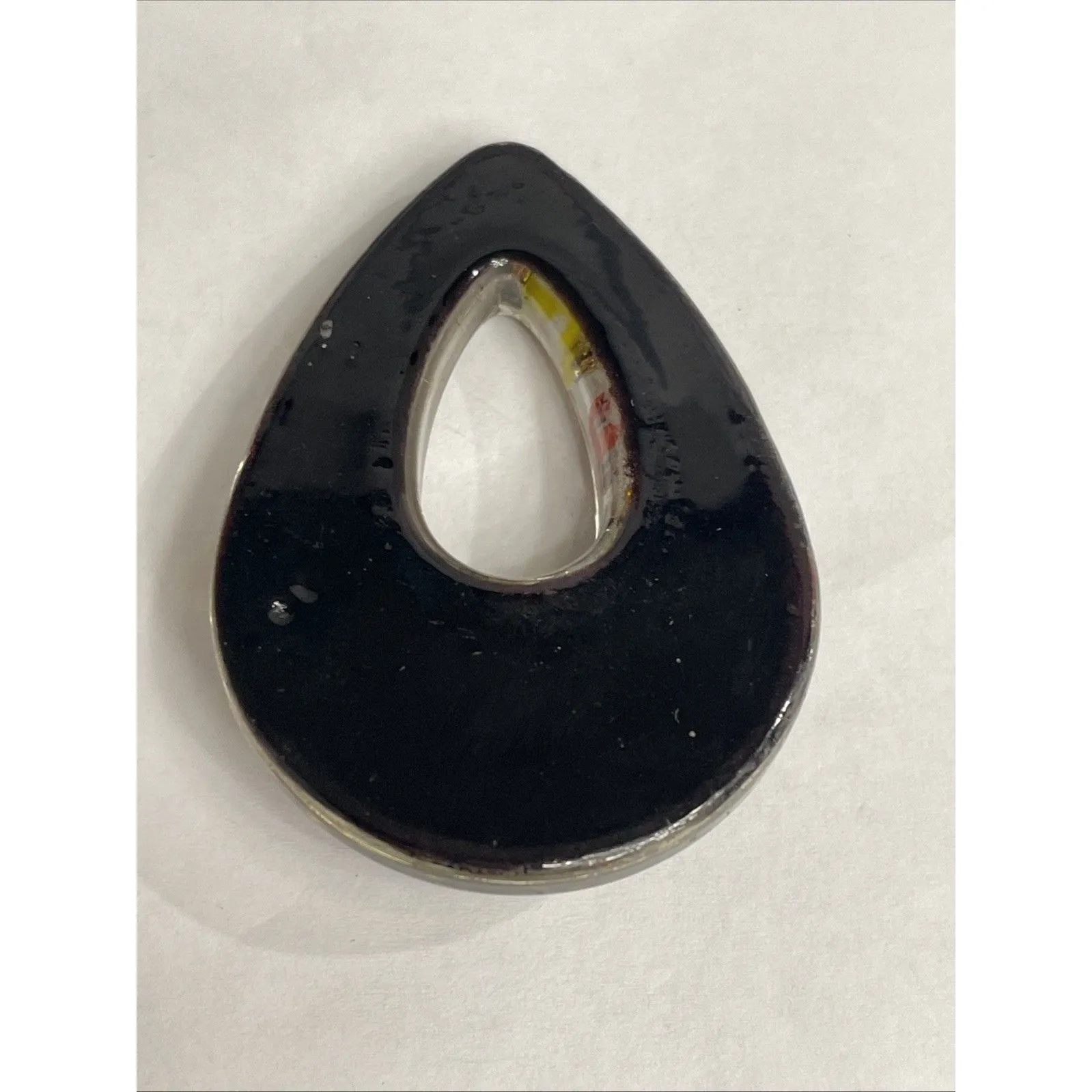 Black with Gold 48x36mm Open Teardrop Donut Millefiori Glass Pendant - Image 2