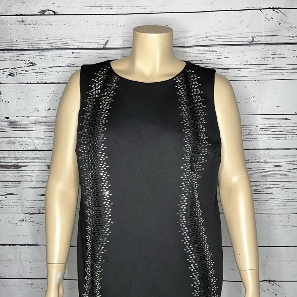 Calvin Klein Woman NWT Size 20W Black - Embellished Sleeveless Sheath Dress - Image 2