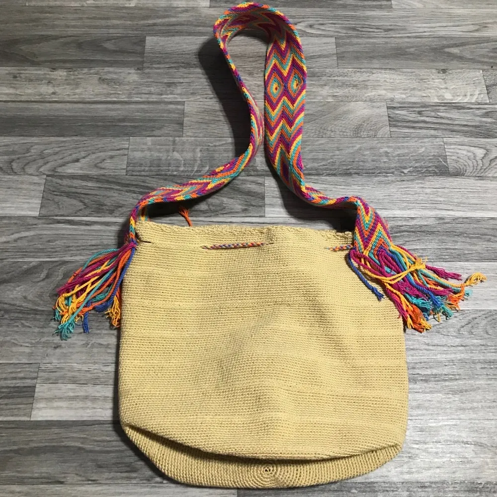 Handmade Crochet Chevron strap bag; OS - Image 7