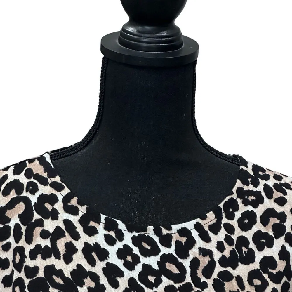 Asos Design‎ Leopard Print Tiered Babydoll Mini Dress Size 12 Ruffle Sleeve - Image 3
