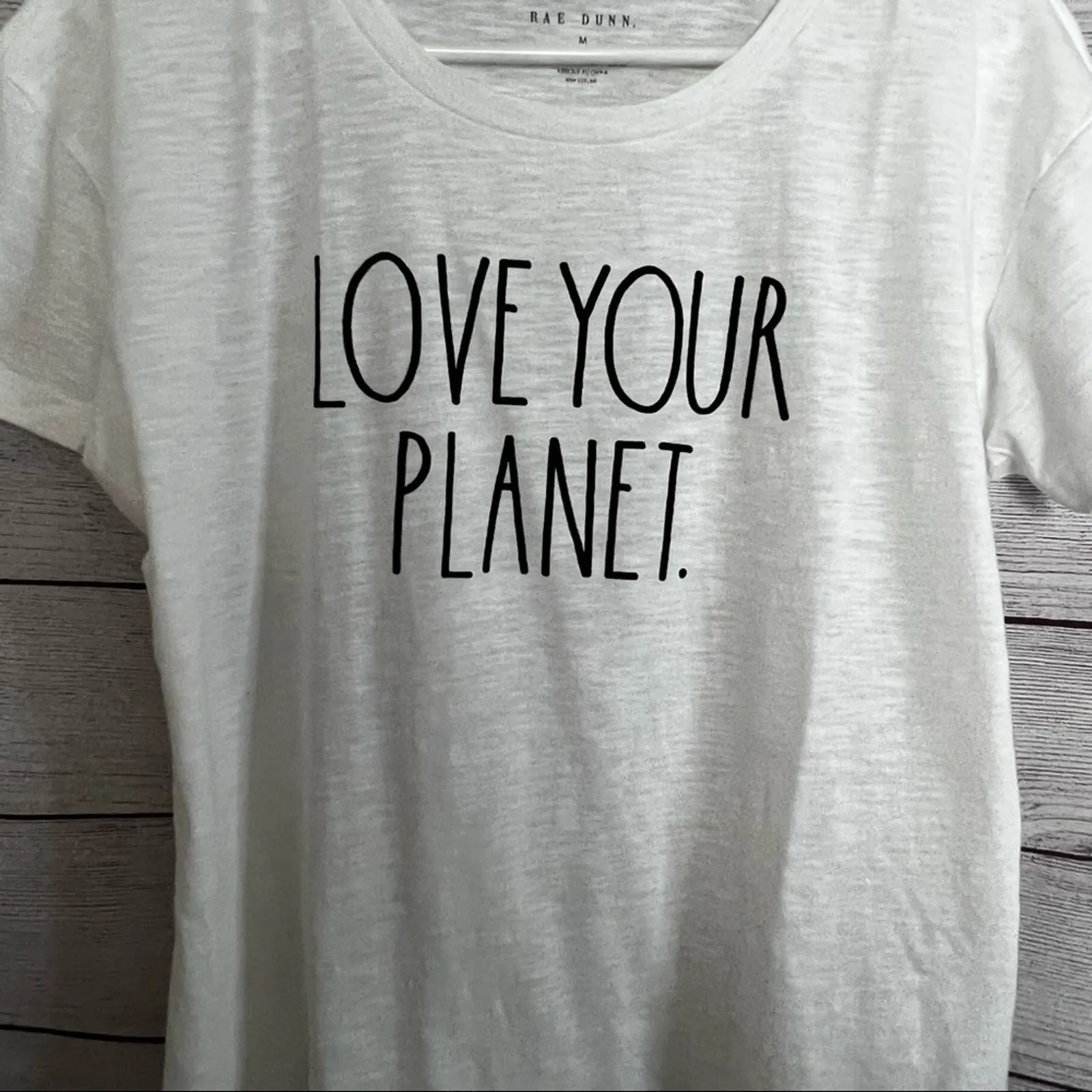 Rae Dunn Womens Short Sleeve "Love Your Planet" Graphic Tee Sz M - Image 5