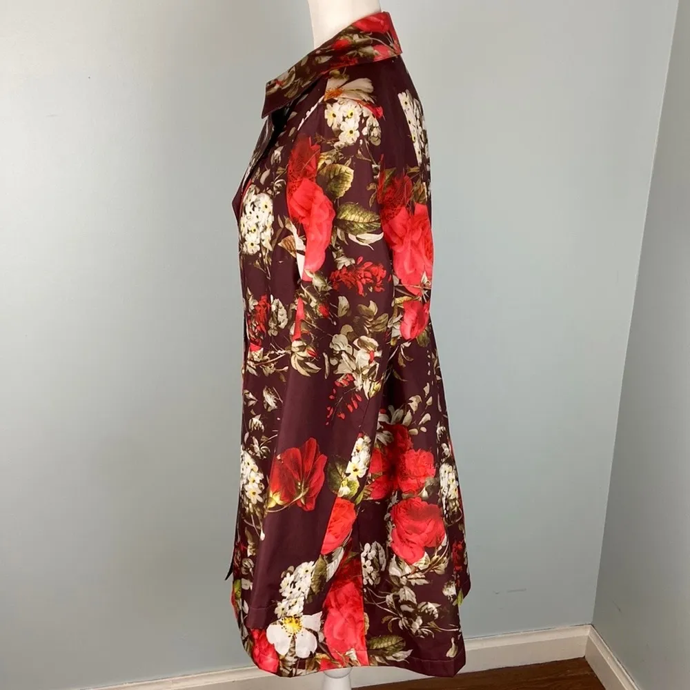 Dennis Basso  Water-Resistant Button-Front Floral Jacket Lining Pockets Sz L - Image 4
