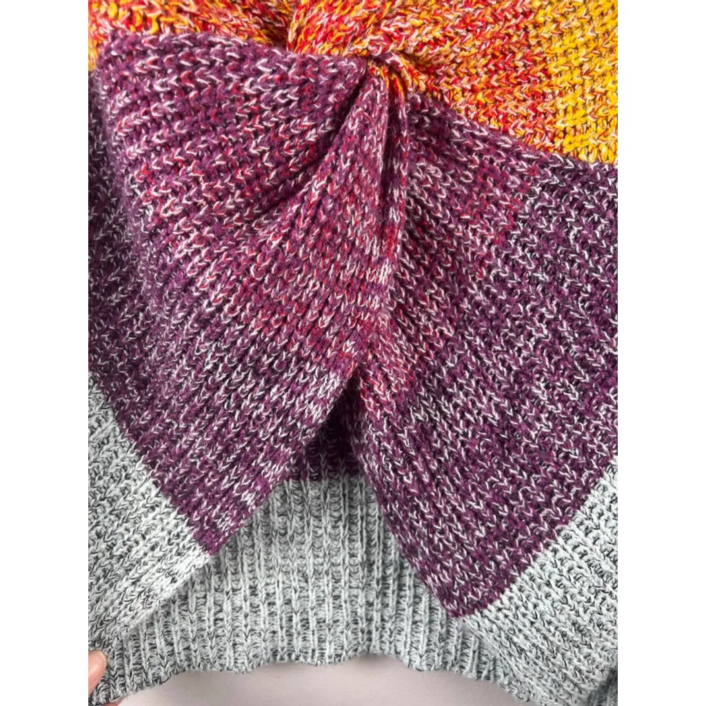 De Rotchild Colorblock Twist Front Chunky Knit Sweater Womens 3X Oversized Cozy Orange - Image 2