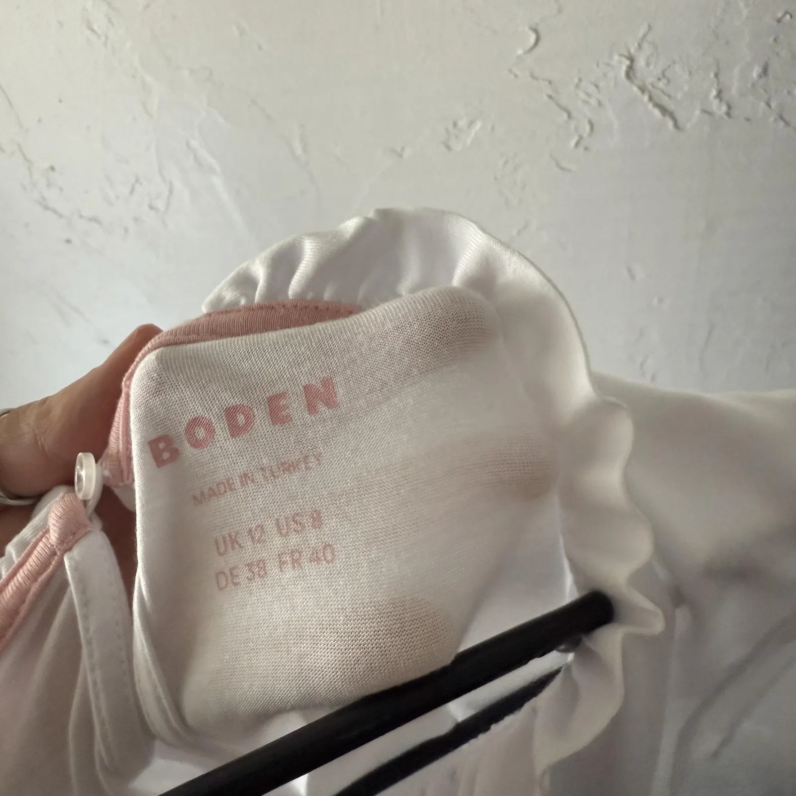 Boden Shirt 8‎ White Ruffle Collar Puff Sleeve Keyhole Back Top Coquette Preppy - Image 8