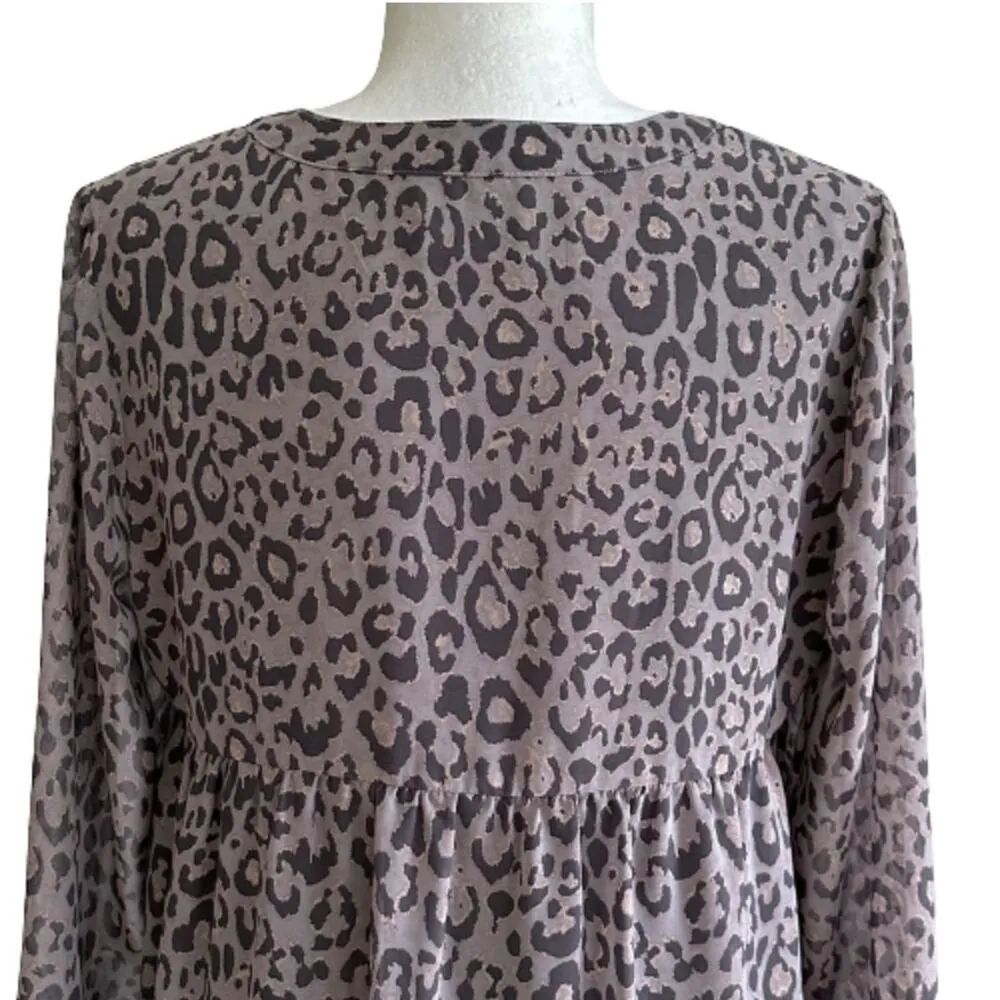Loft Outlet Dress Gray Black Leopard Animal Print Long Sleeve Mini Dress Size XS - Image 6