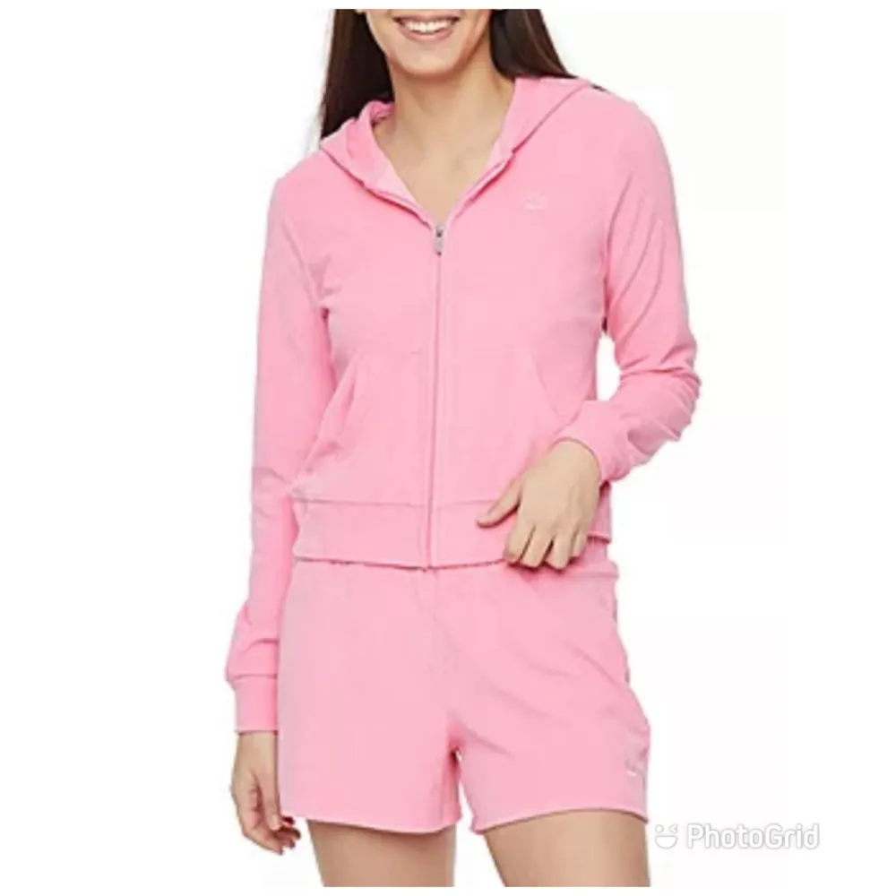 Juicy By Juicy Couture Towel Terry Womens Long Sleeve Zipper Hoodie with shorts - Image 11