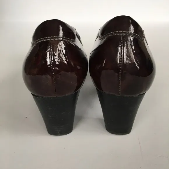 Ecco Brownish Marble‎ Patent Leather Button Heels Size 38 Brown - Image 4