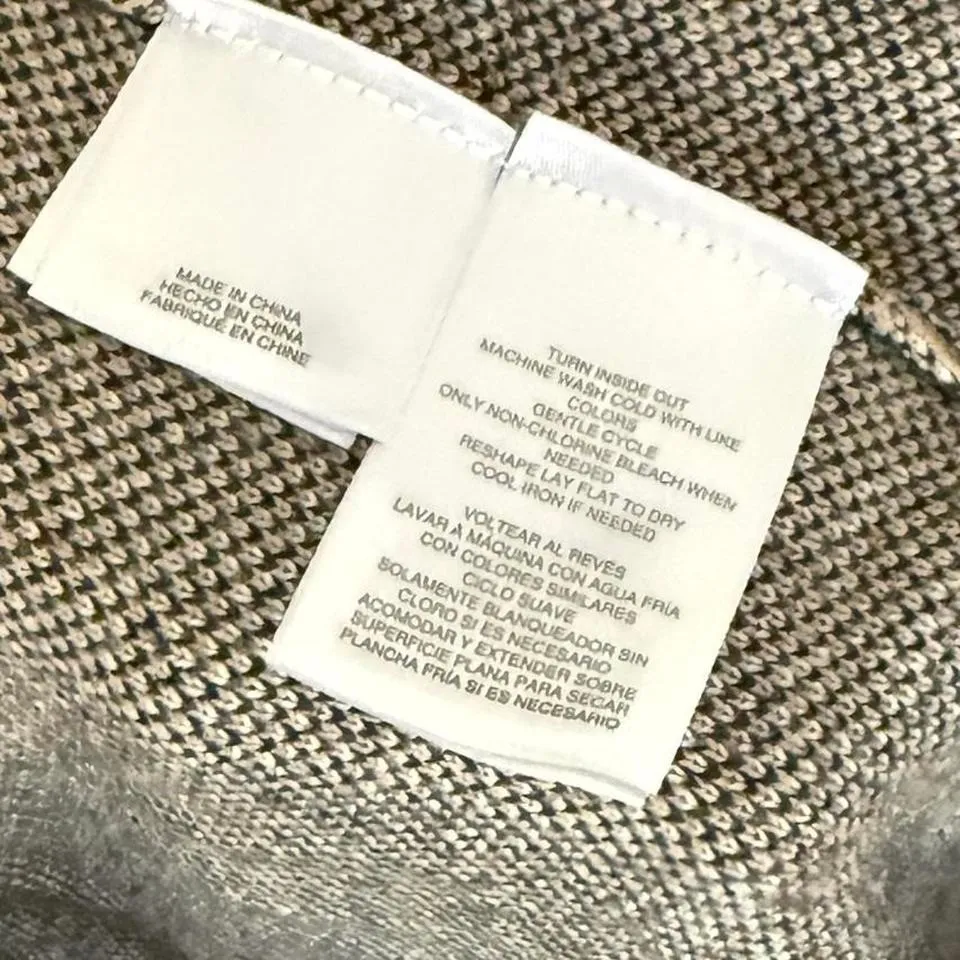 Jones Studio Patchwork Open Cardigan Women's S Tan/Black/Cream - Longline Knit - Image 3