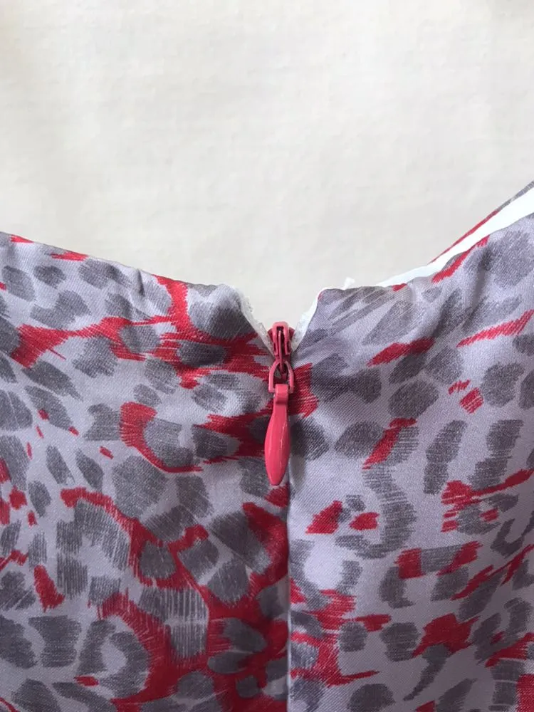 Animal Print Red Satin Dress - Image 7