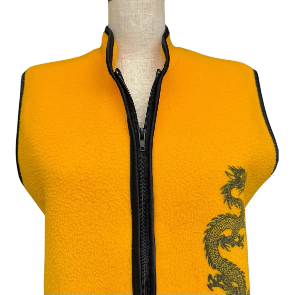 Vintage Yellow Dragon Fleece Vest Medium Martial Arts Bruce Lee Kill Bill Style - Image 5