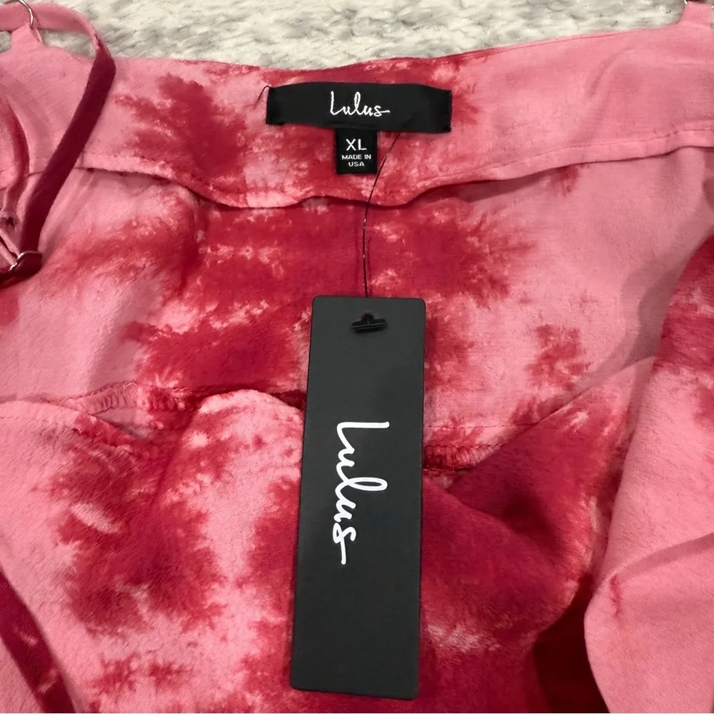 NWT Lulus Seeking Sunshine Plum Purple Tie-Dye Cowl Neck Mini Slip Dress - Image 9