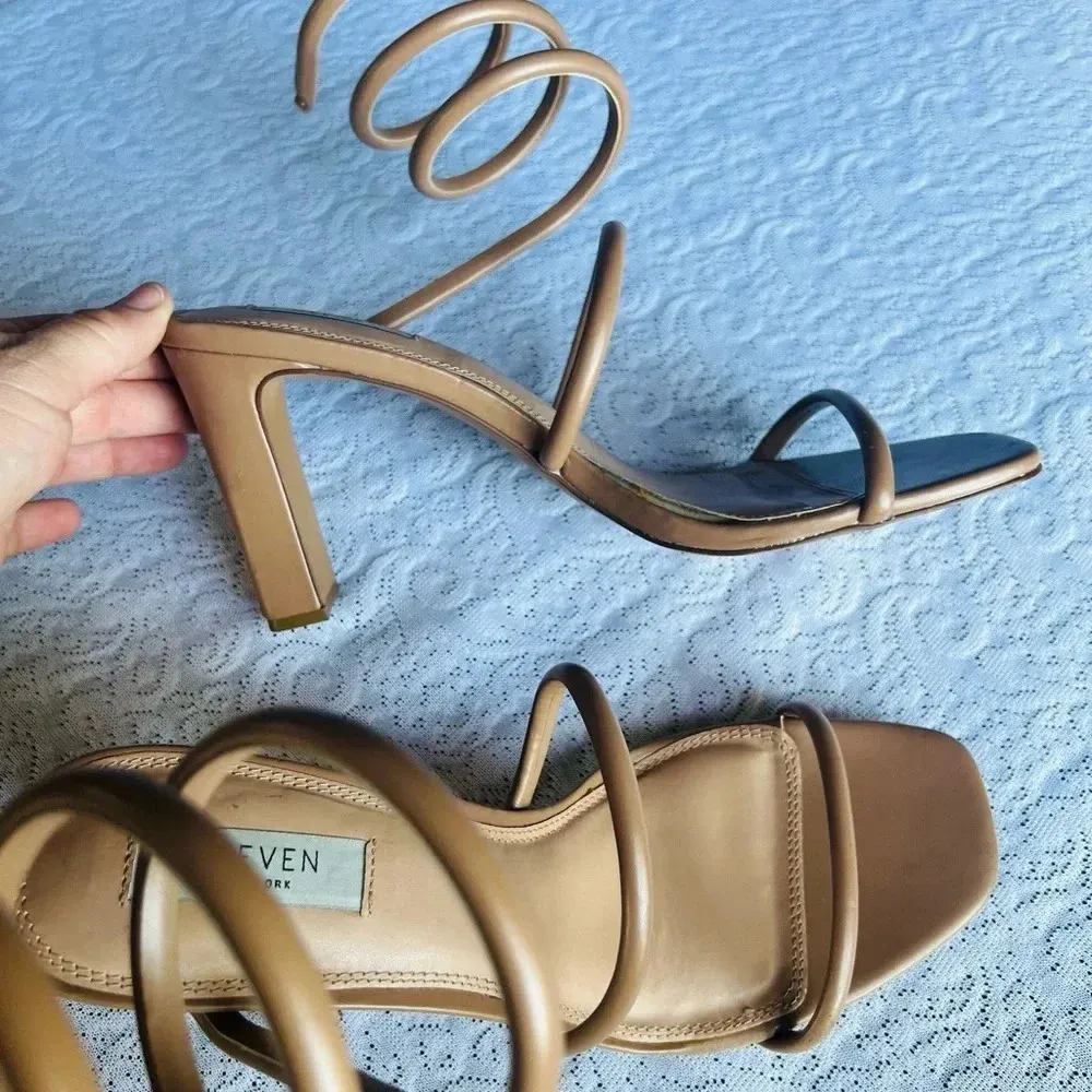 STEVEN New York Jaidin Ankle Wrap Heel in Nude Strappy Sandal Size 11 - Image 4