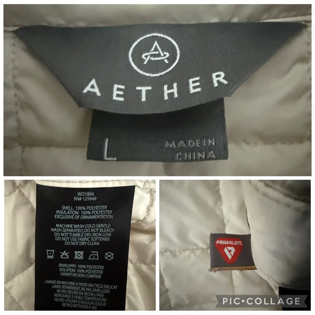 Aether Bardo Pullover Insulated Quilted Puffer Jacket Cream Women’s Size Large - Image 11