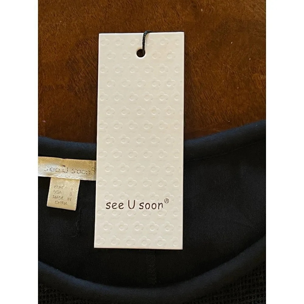 See U‎ Soon Black Aztec Embroidered Belt Cap Sleeve Fit And Flare Dress Size S - Image 10