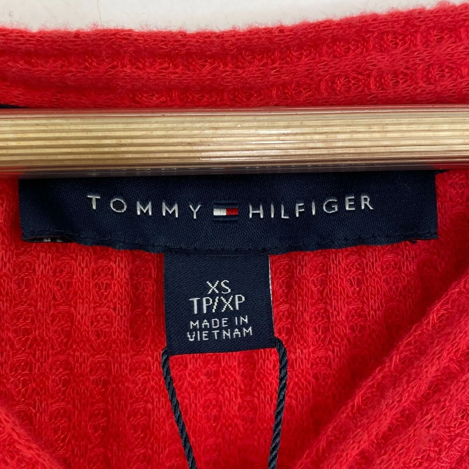 Tommy Hilfiger Red Waffle Knit Button Down Sweater Women's Size Extra Small XS - Image 7