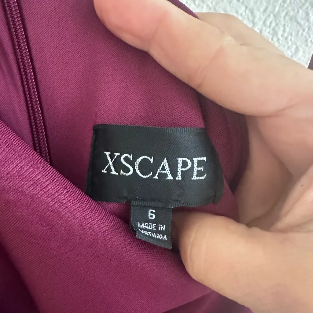 Xscape One Shoulder Plum Dress - Image 5