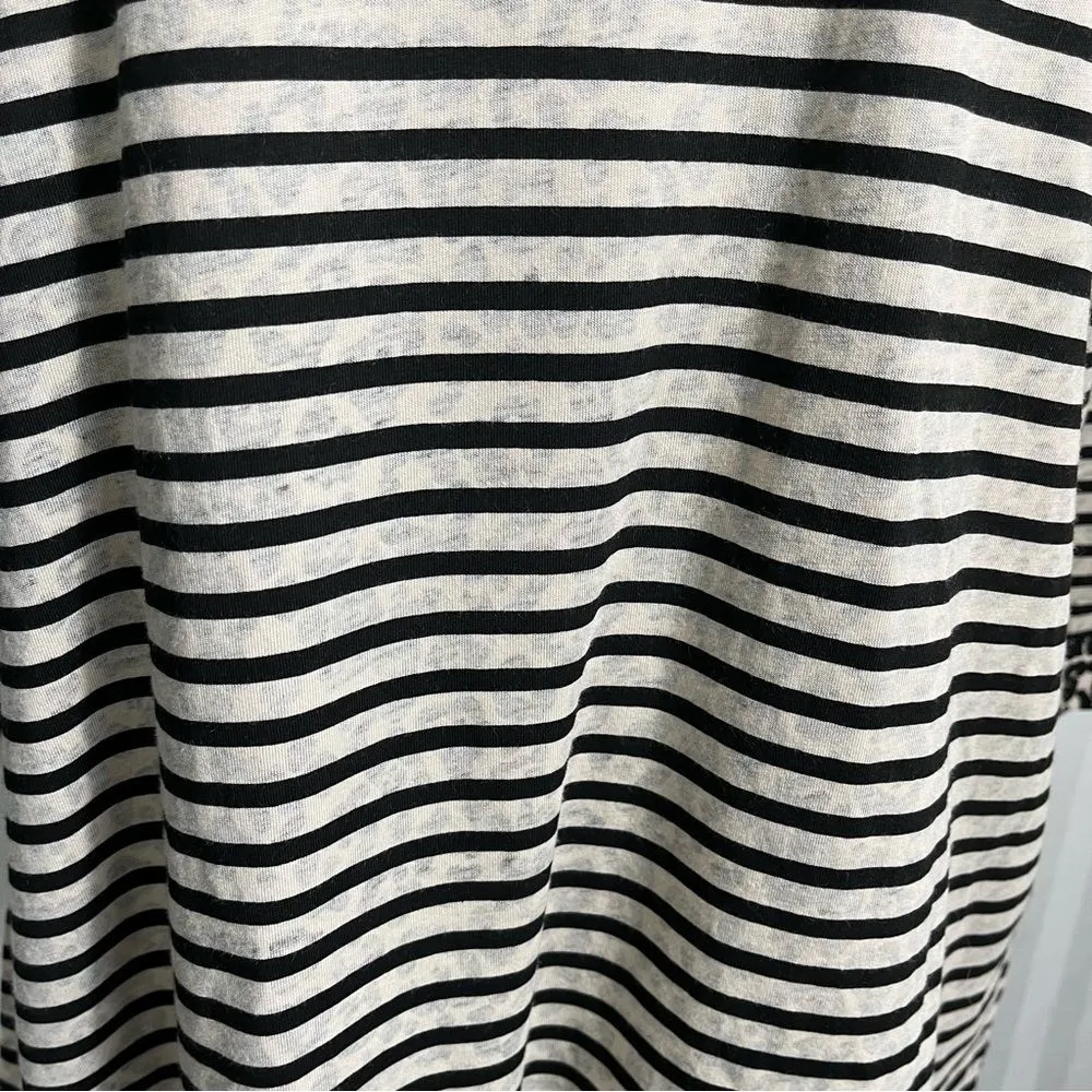 Cream Black Stripes Animal Print Shirt Petite Women’s XL - Image 5