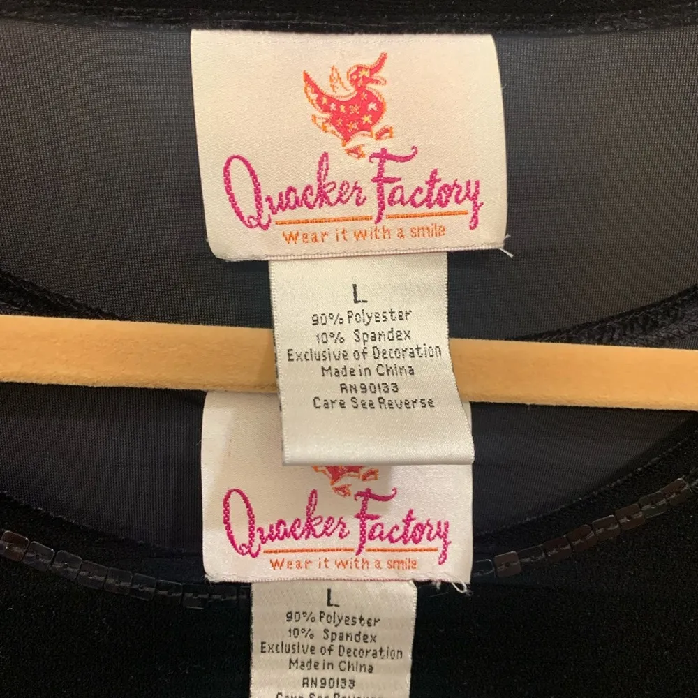 Quaker Factory Formal Cardigan & Tank Black Velveteen 2 Pc 1x Set. 2158 - Image 4