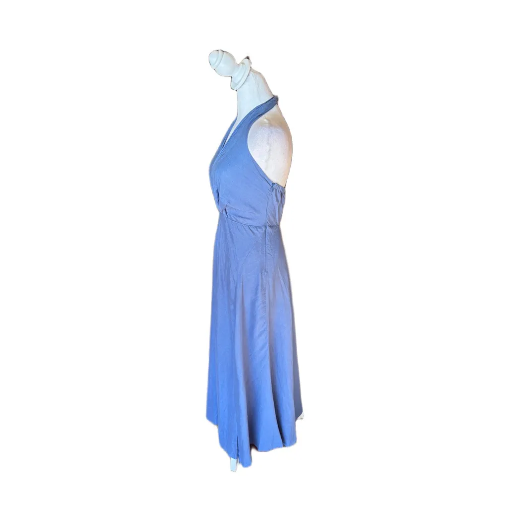 ASTR The Label Revolve Keava Halter Midi Dress Blue Linen Womens Size Small - Image 6