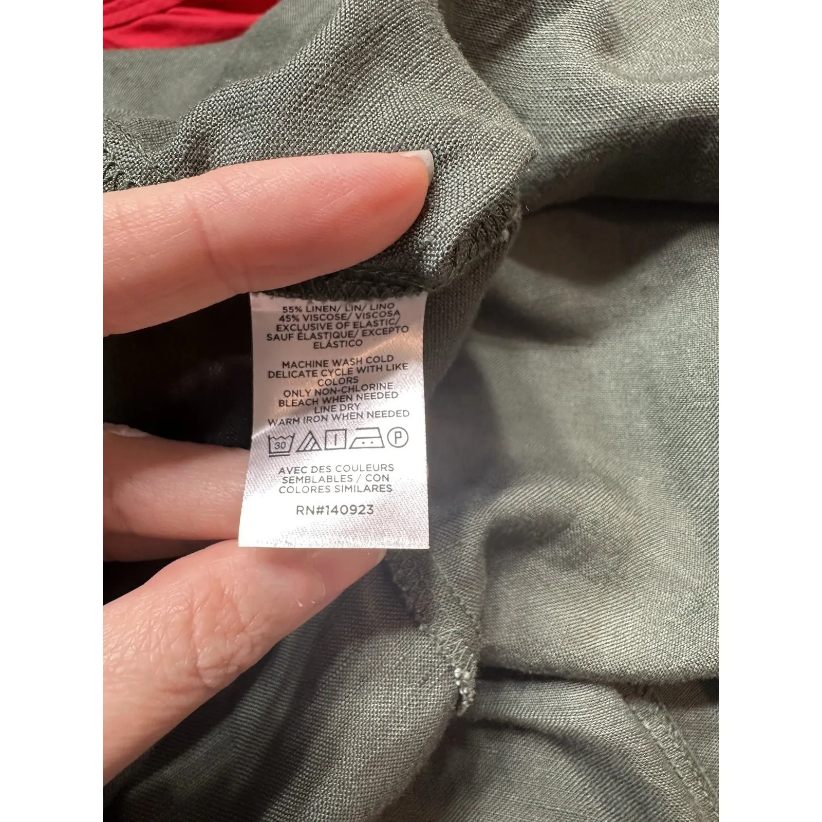 LOFT‎ Linen Blend Mini Dress Sz 12 Green Cut Out Smocked Back Spaghetti Strap - Image 4