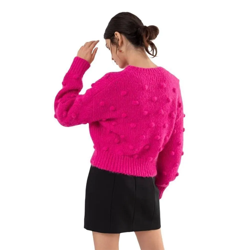 & Other Stories alpaca wool knit bobble fuschia sweater XS - Image 7