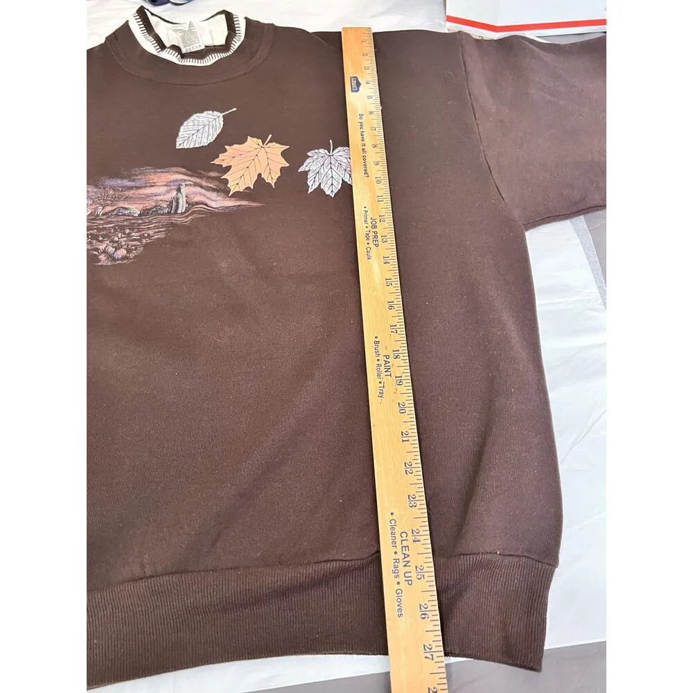 Morning Sun women's size XL sweatshirt farm scene grandma core, ccabin core Brown - Image 7