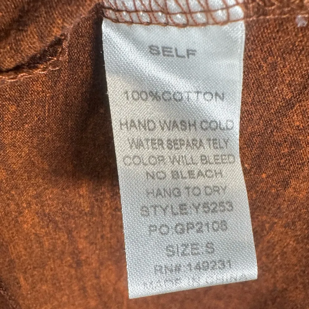 America 100% cotton long sleeve copper top with lace detail size small - Image 5