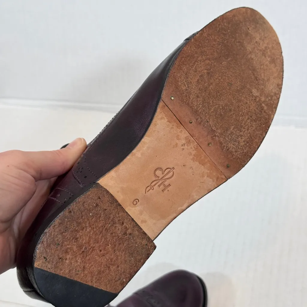 Cole Haan Purple Leather Oxford Loafers Womens 6 Preppy Dark Academia Shoes - Image 3