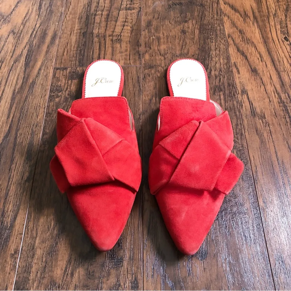 J Crew • Marina pointed toe slide mule Cerise red suede leather slip on - Image 2