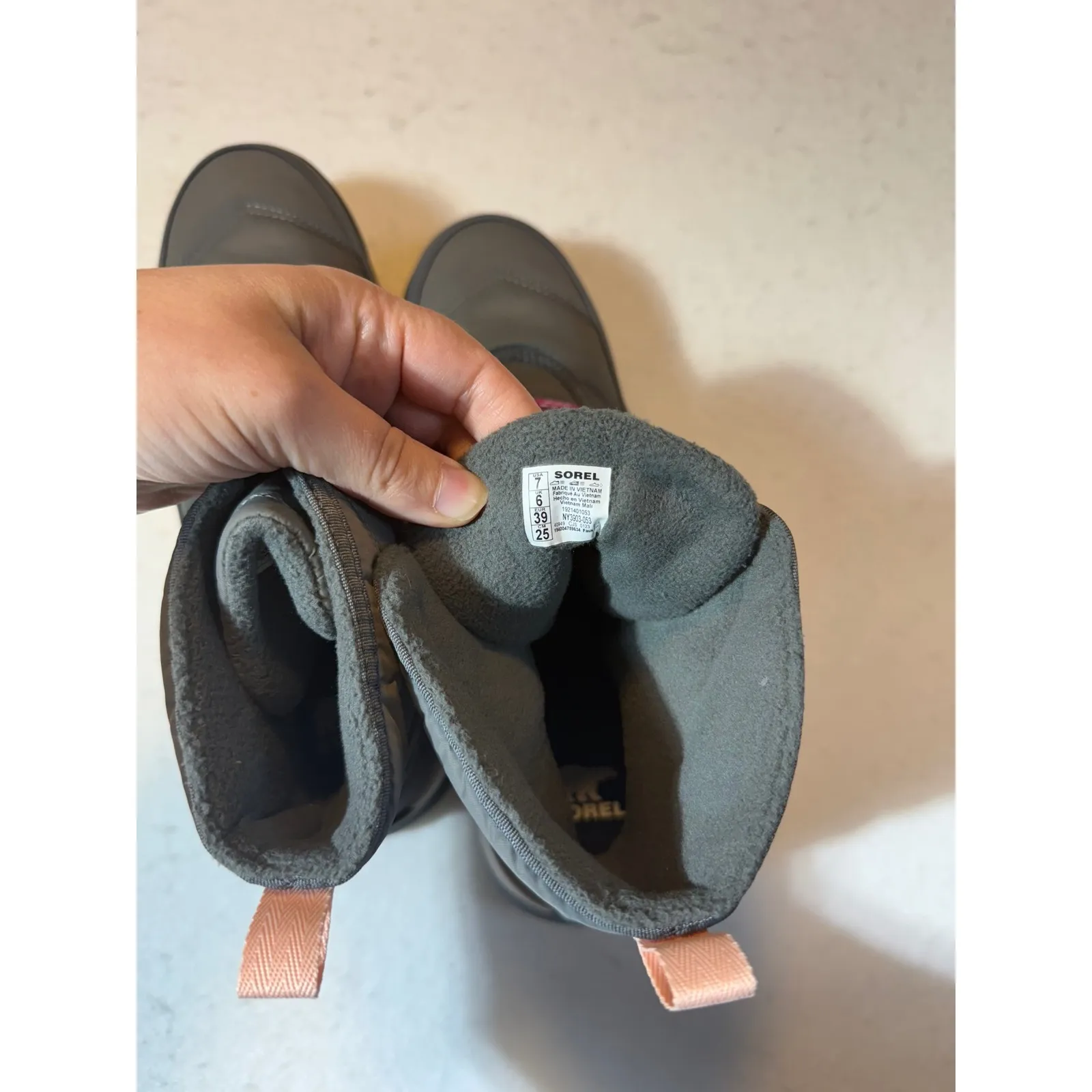 Sorel Women's Waterproof Winter Boots Gray Pink Lace Up Size 7 - Image 3
