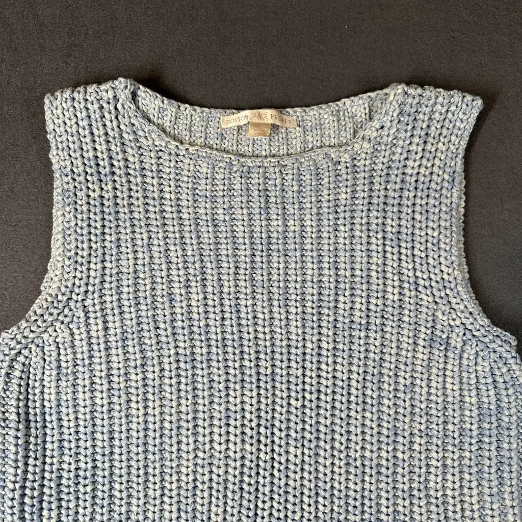 Boston Proper Womens Medium Blue Sleeveless High Low Round Neck Sweater‎ - Image 3