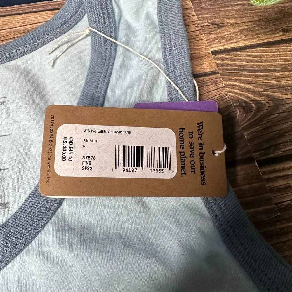 Women's P-6 Label Organic Tank NWT Size Small (Fin Blue) Style #37578 - Image 10