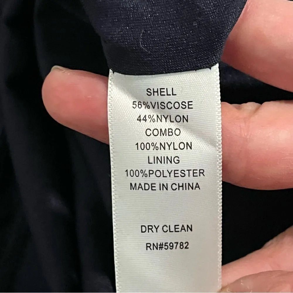 Adrianna Papell Navy Lace Boat Neck Gown Maxi Dress Size 4P - Image 10