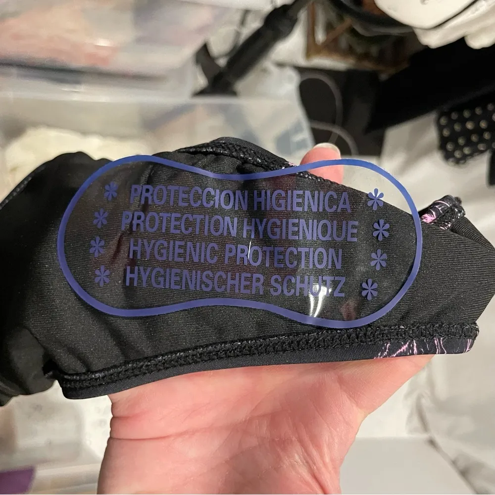 DIXXON NWT black pink peonies skimpy cheeky bikini tanning swim bottoms pool Size XL - Image 7