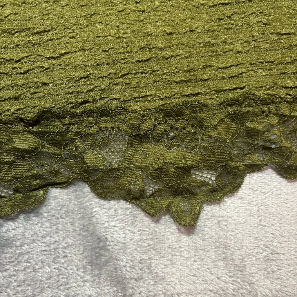 Romwe Crop Cami 2XL OIive Green Lace Trim Fairycore Festival Whimsigoth Y2K - Image 4