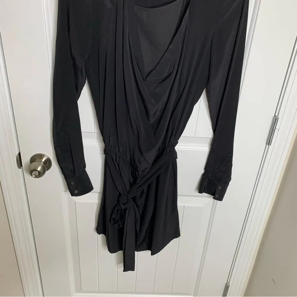 Haute Hippie black silk long sleeves belted mini dress size‎ small - Image 3