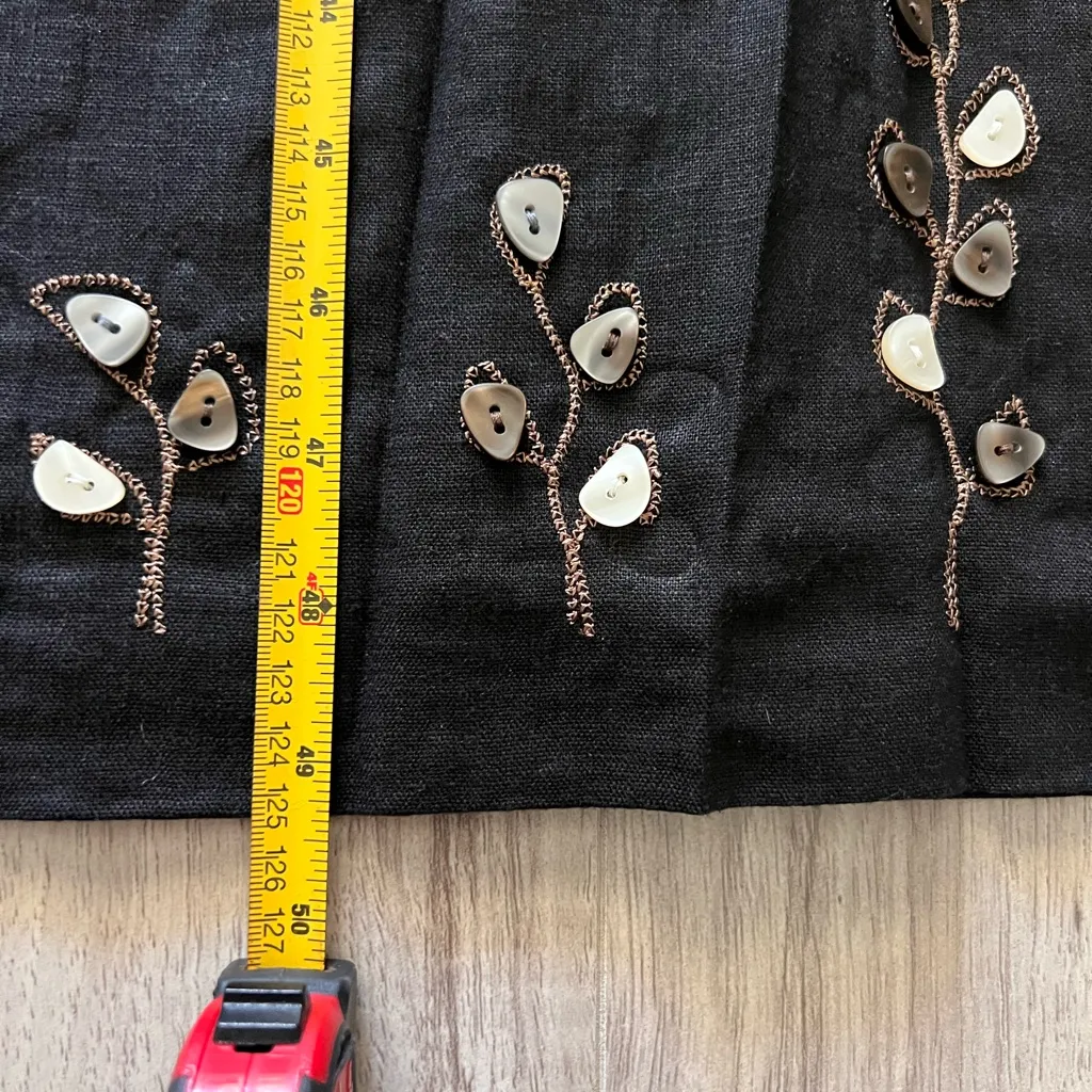 Vintage Embroidered Linen Blend Embellished with Shells Black Maxi Dress Size 8 - Image 8